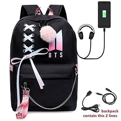 Mochila AliKpop USB BTS Jimin Suga Jin Taehyung V Jungkook coreana, casual, mochila para portátil, bolsa para la universidad, bolsa de libro, bolsa de escuela