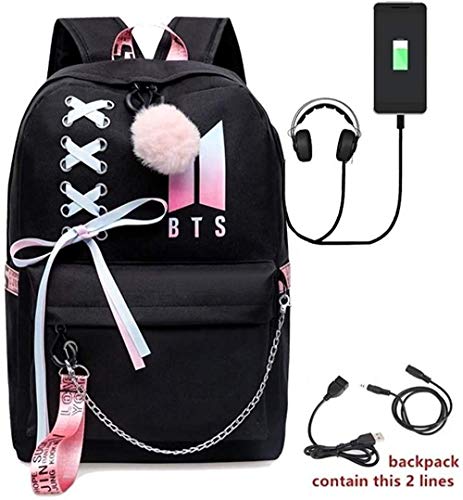 Mochila USB BTS Jimin Suga Jin Taehyung V Jungkook coreano Casual Mochila Daypack Portátil Bolsa de la Escuela Universitaria