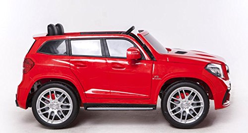 Mondial Toys Coche eléctrico para niños de 2 plazas Super SUV 2 baterías 12 V 4 x Motor Mercedes-Benz GLS63 AMG 4 x 4 AWD con asiento de piel ruedas de goma mando a distancia rojo