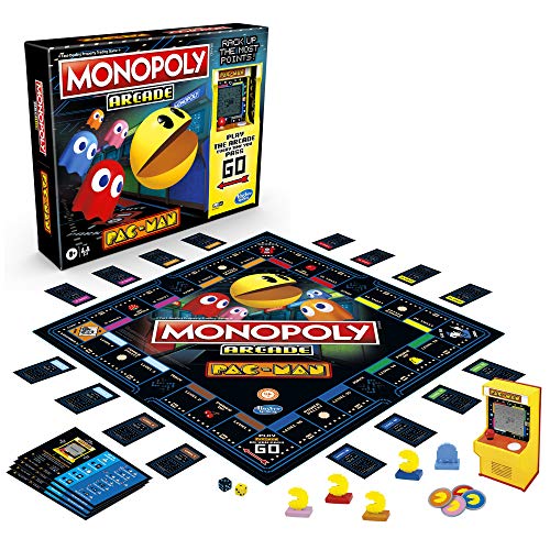 Monopoly Arcade Pac-Man Game; Juego de Mesa Monopoly para niños de 8 años en adelante; Incluye banca y arcada