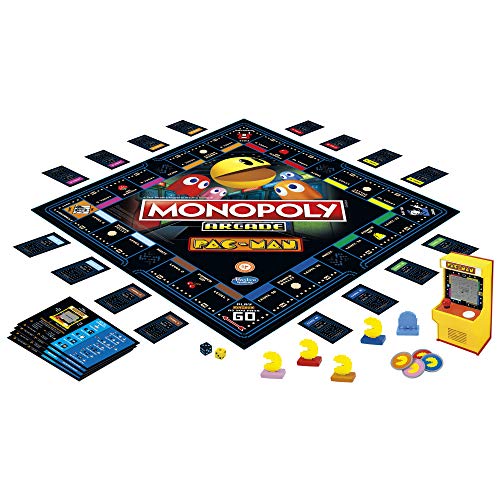 Monopoly Arcade Pac-Man Game; Juego de Mesa Monopoly para niños de 8 años en adelante; Incluye banca y arcada