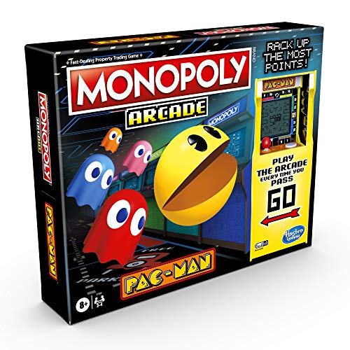 Monopoly Arcade Pac-Man Game; Juego de Mesa Monopoly para niños de 8 años en adelante; Incluye banca y arcada