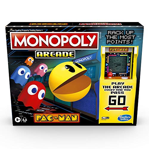 Monopoly Arcade Pac-Man Game; Juego de Mesa Monopoly para niños de 8 años en adelante; Incluye banca y arcada