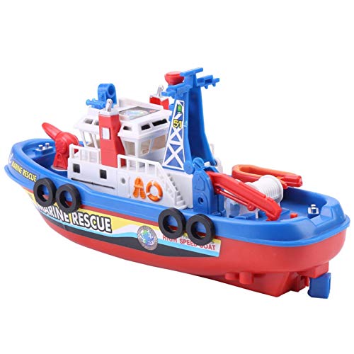 MOUMOUTEN Juguete de Barco de Vela, Modelo de Barco de pulverización de Agua de Juguete de Barco de Bomberos eléctrico con Bomba automática para bañera, Piscina, Playa