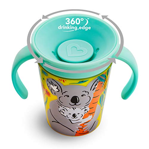 Munchkin Miracle 360 grados Wildlove Vaso de Entrenamiento con Asas, Set de 1, Coala, 177 ml