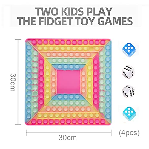 NETT 5 Piezas Juego de Juguetes Fidget de Gran Tamaño,Push Bubble Popper Fidget,Big Pop It Fidget Toy,Juguetes Sensoriales Fidget Bubble Popper,2 Dados de Colores,2 Tableros de Ajedrez Blancos y 1