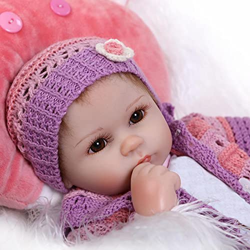 Nicery Reborn Baby Doll Renacer Bebé la Muñeca Vinil Simulación Silicona Suave 18 Pulgadas 45cm Boca Natural Niña Niño Juguete vívido Almohadilla roja Ojos Cerca