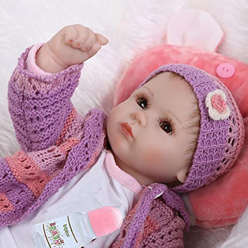 Nicery Reborn Baby Doll Renacer Bebé la Muñeca Vinil Simulación Silicona Suave 18 Pulgadas 45cm Boca Natural Niña Niño Juguete vívido Almohadilla roja Ojos Cerca