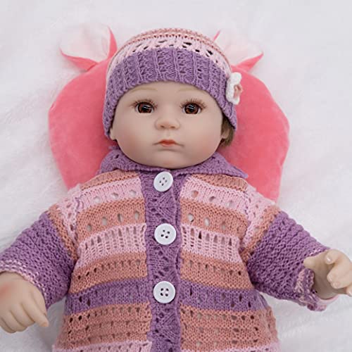 Nicery Reborn Baby Doll Renacer Bebé la Muñeca Vinil Simulación Silicona Suave 18 Pulgadas 45cm Boca Natural Niña Niño Juguete vívido Almohadilla roja Ojos Cerca