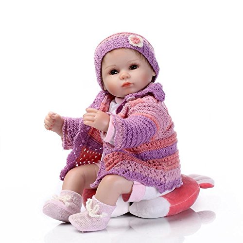 Nicery Reborn Baby Doll Renacer Bebé la Muñeca Vinil Simulación Silicona Suave 18 Pulgadas 45cm Boca Natural Niña Niño Juguete vívido Almohadilla roja Ojos Cerca