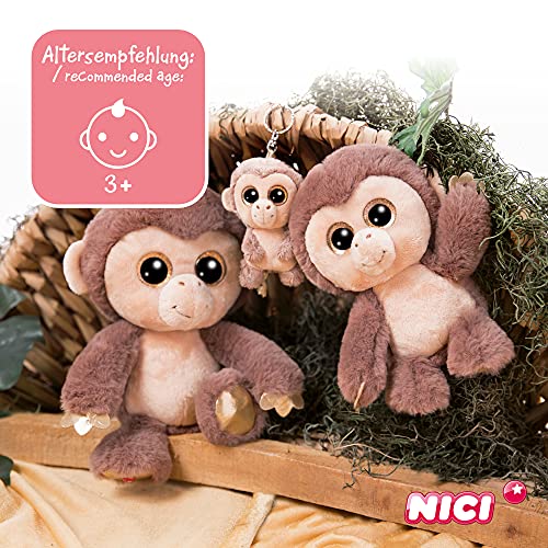 NICI Original – Glubschis Mono de Peluche Hobson 9 cm – Tiernos Animales del Zoo – Lindo Colgante para Cordones y llaveros – Mini Juguete niños, Color marrón/Beige, (46941)