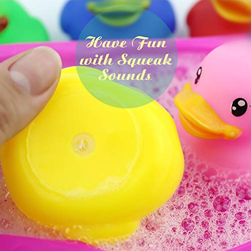 Novelty Place [Flotar y Pitar Patito de Goma Juguete para Bañera Baño del Bebé Pato de Goma para Niños Colores Variados (12 Unidades)