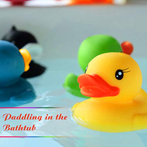 Novelty Place [Flotar y Pitar Patito de Goma Juguete para Bañera Baño del Bebé Pato de Goma para Niños Colores Variados (12 Unidades)