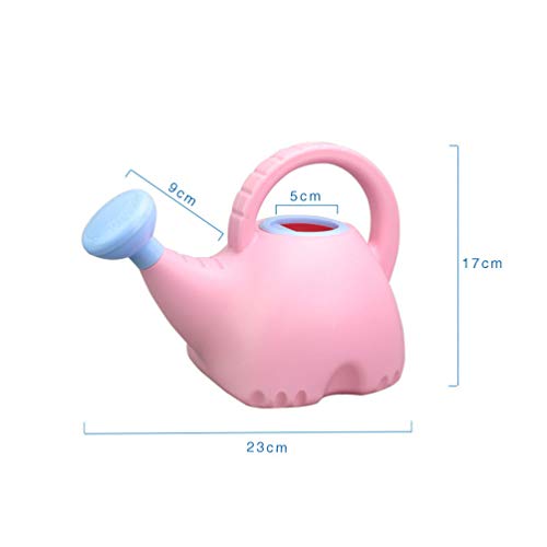 NUOBESTY Regadera para Niños Dibujos Animados en Forma de Elefante Maceta de Riego de Plástico Hervidor de Agua Botella de Rociador de Agua para Niños Pequeños (1. 5L Rosa + Azul Cielo)