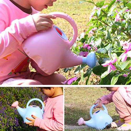 NUOBESTY Regadera para Niños Dibujos Animados en Forma de Elefante Maceta de Riego de Plástico Hervidor de Agua Botella de Rociador de Agua para Niños Pequeños (1. 5L Rosa + Azul Cielo)