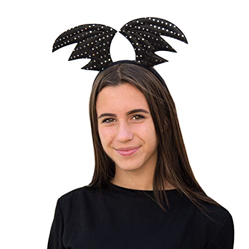 Oblique Unique® Diadema de murciélago con alas y lunares, accesorio para disfraz de Halloween, carnaval, fiestas temáticas, color negro y plateado