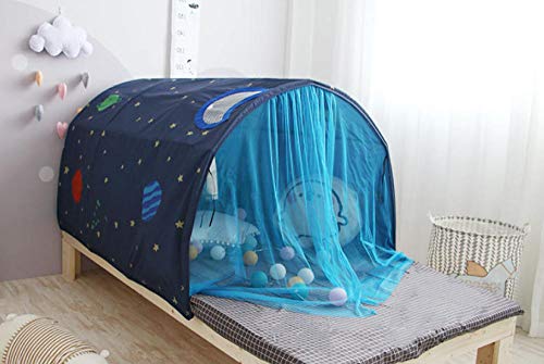 OKOUNOKO Carpa Infantil para Cama, Casa De Juegos Infantil, Cielo Estrellado De Fantasía Azul, Plegable Es Muy Conveniente, Princess Infantiles Castillo