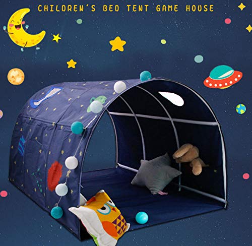 OKOUNOKO Carpa Infantil para Cama, Casa De Juegos Infantil, Cielo Estrellado De Fantasía Azul, Plegable Es Muy Conveniente, Princess Infantiles Castillo