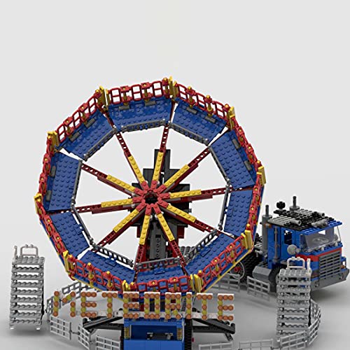 OLOK Parque de atracciones de spinnball Meteorit, modelo de construcción, 2062 piezas, parque de atracciones, con coche y motores, juguete de construcción compatible con Lego Creator