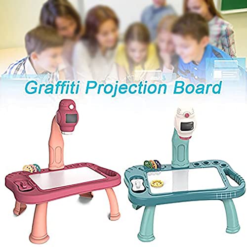 OMVOVSO Smart Projector Children Maltic Set, Proyector Educativo Juguete Dibujo Play Set Smart Graffiti Niños Proyección de proyección Aprendizaje Aprendizaje Tabla de Dibujo Tabla para niños,Verde