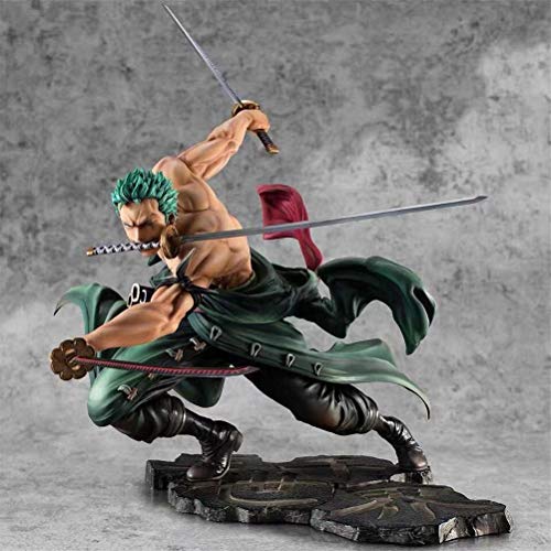 One Piece Roronoa Zoro Three Knives Big Thousand World Anime Heroes Figura 18cm New World-Figurilla Decoración Adornos Coleccionables Juguete Animaciones Modelo de Personaje