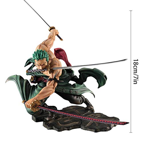 One Piece Roronoa Zoro Three Knives Big Thousand World Anime Heroes Figura 18cm New World-Figurilla Decoración Adornos Coleccionables Juguete Animaciones Modelo de Personaje