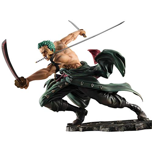 One Piece Roronoa Zoro Three Knives Big Thousand World Anime Heroes Figura 18cm New World-Figurilla Decoración Adornos Coleccionables Juguete Animaciones Modelo de Personaje