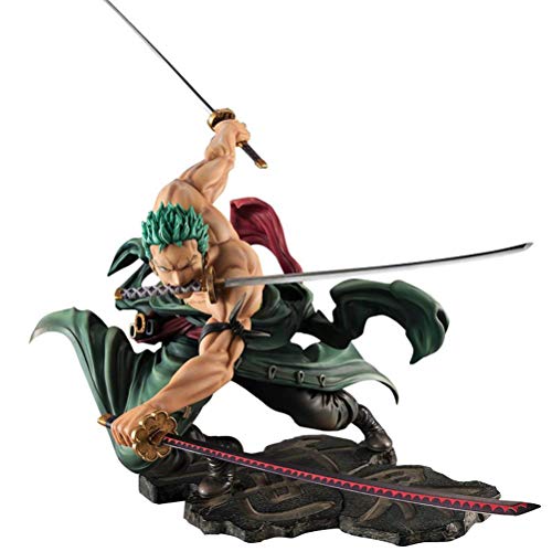 One Piece Roronoa Zoro Three Knives Big Thousand World Anime Heroes Figura 18cm New World-Figurilla Decoración Adornos Coleccionables Juguete Animaciones Modelo de Personaje