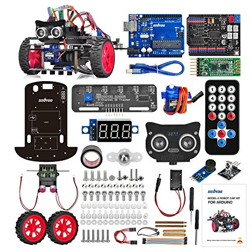 OSOYOO Model 3 Robot Car DIY Starter Kit for Arduino UNO | Remote Control App Educational Motorized Robotics for Building Programming Learning How to Code | IOT Mechanical Coding for Kids Teens Adults