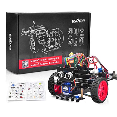 OSOYOO Model 3 Robot Car DIY Starter Kit for Arduino UNO | Remote Control App Educational Motorized Robotics for Building Programming Learning How to Code | IOT Mechanical Coding for Kids Teens Adults