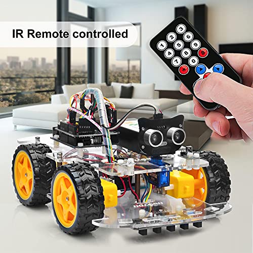 OSOYOO Robot Car Starter Kit for Arduino | Stem Remote Controlled Educational Motorized Robotics for Building Programming Learning How to Code | IOT Mechanical DIY Coding for Kids Teens Adults