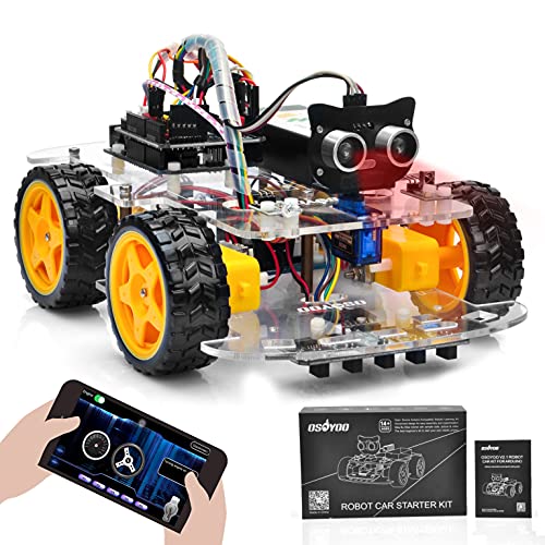 OSOYOO Robot Car Starter Kit for Arduino UNO | STEM Remote Control App Educational Motorized Robotics for Building, Programming & Learning How to Code | IOT Mechanical DIY Coding for Kids Teens Adults