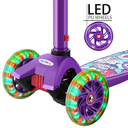 OUTCAMER Patinete Niño 3 a 12 Años Patinete 3 Ruedas con Led Luces Manillar Altura Ajustable 68-86cm para Niños y Niña Juegos Deportivos Scooter con Freno Posterior Monopatin Tres Ruedas Máxima 50 KG