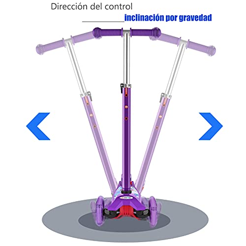 OUTCAMER Patinete Niño 3 a 12 Años Patinete 3 Ruedas con Led Luces Manillar Altura Ajustable 68-86cm para Niños y Niña Juegos Deportivos Scooter con Freno Posterior Monopatin Tres Ruedas Máxima 50 KG