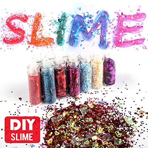 Outtybrave 60 Pcs Slime Kit,Slime Herramientas para artesanía de Bricolaje Incluyen Fishbowl Beads, Bolas Espuma, apel azúcar, Glitter, Confeti,Bolas Espuma Lodo para Niñas y Niños Slime DIY Making