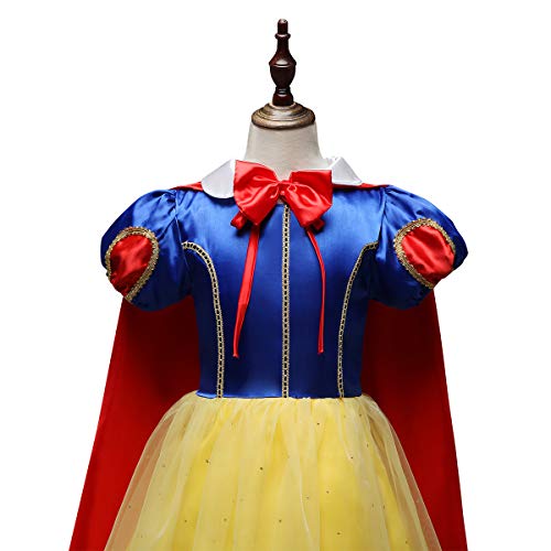 OwlFay Blancanieves Disfraz Vestidos de Princesa con Capa Cuento Hadas Cosplay Halloween Carnaval Navidad Fiesta Vestido de Cumpleaños Ceremonia Comunión Paseo Baile para Niña Infantil 3-4 años