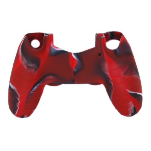 P Prettyia +Funda Silicona Case Camo para Sony Playstation 4 Mando PS4 Controller Rojo Negro