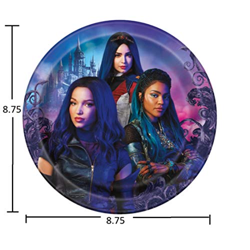 Paquete de fiesta temática de Descendants 3 – incluye platos de papel y servilletas de almuerzo más 24 velas de cumpleaños – sirve 16