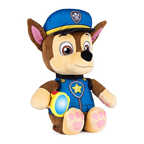 PAW Patrol, Snuggle Up Chase - Peluche con antorcha y Sonidos, para niños Mayores de 3 años