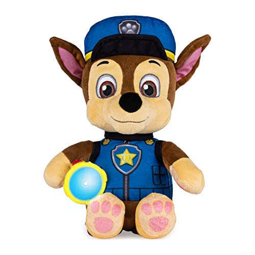 PAW Patrol, Snuggle Up Chase - Peluche con antorcha y Sonidos, para niños Mayores de 3 años