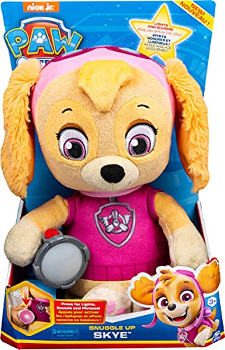 PAW Patrol Snuggle Up Skye - Peluche con antorcha y Sonidos para niños de 3 años y más