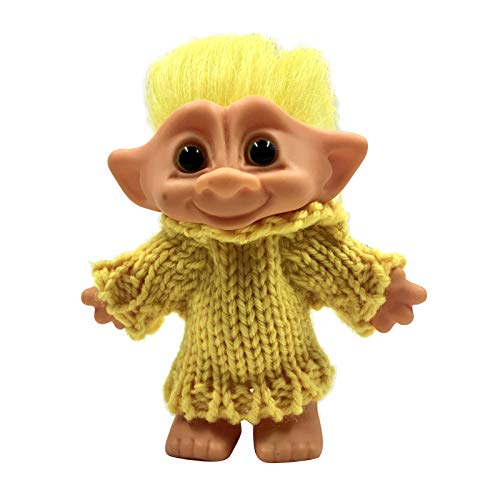 perfeclan Lindo 4 "Tiny Troll Dolls Pelo Multicolor con Ropa Muñecas Figuras Juguetes - Cabello Amarillo