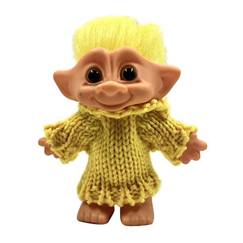 perfeclan Lindo 4 "Tiny Troll Dolls Pelo Multicolor con Ropa Muñecas Figuras Juguetes - Cabello Amarillo