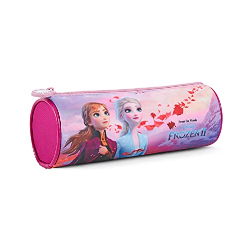 PERLETTI Estuche Escolar Disney Frozen 2 para Niñas con Cremallera - Bolsa para Lápices Niña con Elsa Ana y Olaf - Cartuchera Rosa Violeta Lila Escuela y Guardería para Chicas - 8x23x7 cm