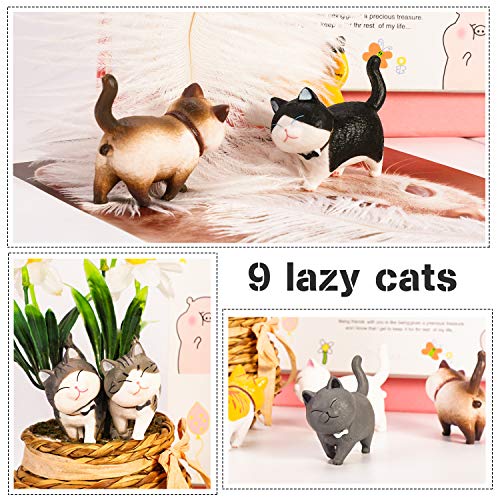 PHOGARY 9PCS Figuras de Gatos realistas, Set de Juguetes de Figuras de Gatitos, Gatito Huevos de Pascua Cake Topper Regalo de cumpleaños de Navidad para niños niños niñas niños Amante de los Gatos