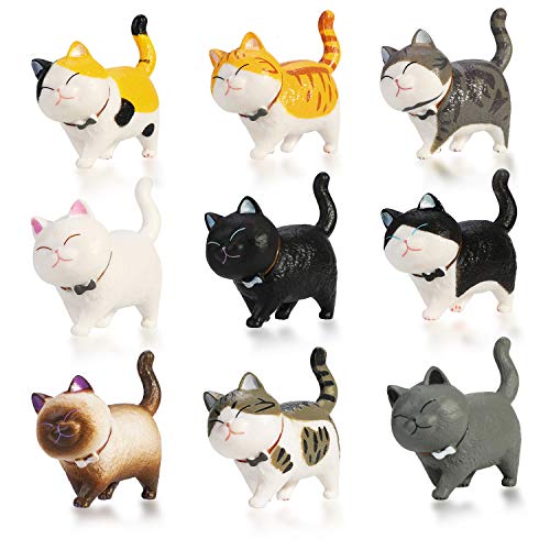 PHOGARY 9PCS Figuras de Gatos realistas, Set de Juguetes de Figuras de Gatitos, Gatito Huevos de Pascua Cake Topper Regalo de cumpleaños de Navidad para niños niños niñas niños Amante de los Gatos