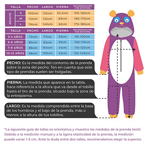 Pijamas Enteros de Animales Niñas y Niños Unisex【Tallas Infantiles 3 a 12 años】 Disfraz Hipopótamo Mono Enterizo Carnaval Fiestas【Talla 10-12 años】