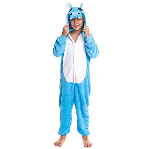 Pijamas Enteros de Animales Niñas y Niños Unisex【Tallas Infantiles 3 a 12 años】 Disfraz Hipopótamo Mono Enterizo Carnaval Fiestas【Talla 10-12 años】