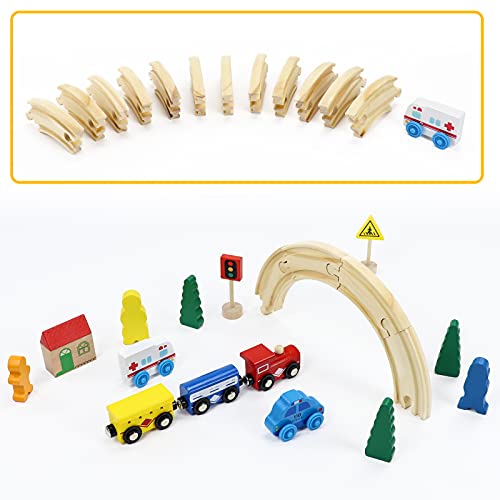 Pista Coches De Juguetes - 33 Piezas Pista Magnético Tren Juguete Ferrocarril Juegos Construccion Regalos Educativos Juguetes Niños 3 4 5 6 Años Gracias