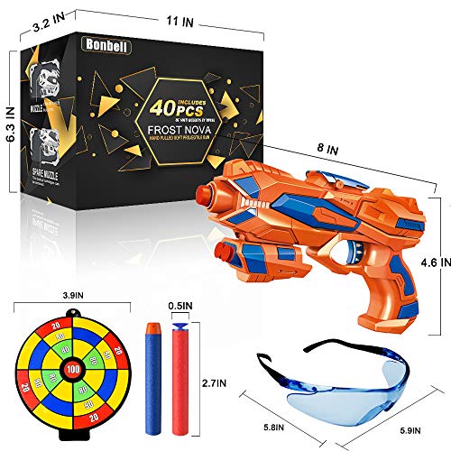 Pistola de Juguete Niños para Nerf Flechas, Pistola de Dardos con 40 Espuma Balas, Gafas Protectoras, 1 Dardos Muñequeras, Juegos Tiro Infantiles, Regalo de Cumpleaños, Juguetes 4-12 Años Niños